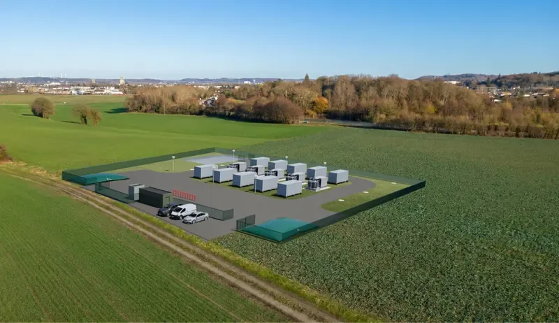Photomontage d'une centrale de stockage d'énergie par batteries, projet dans l'Aisne (site 1)