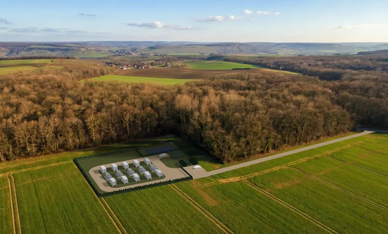 Photomontage d'une centrale de stockage d'énergie par batteries, projet dans la Marne (site 2)