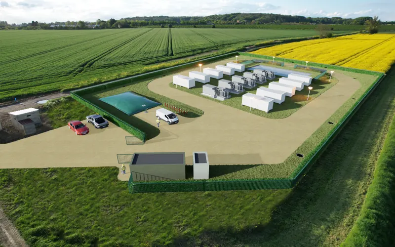 Photomontage d'une centrale de stockage d'énergie par batteries, projet en Seine-et-Marne (site 1)