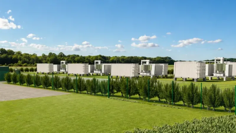 Photomontage d'une centrale de stockage d'énergie par batteries, projet en Seine-et-Marne (site 2)